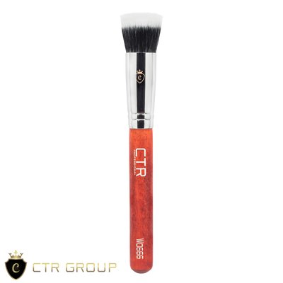 Duo-fibre brush for foundation CTR W0666 goat pile and synthetics